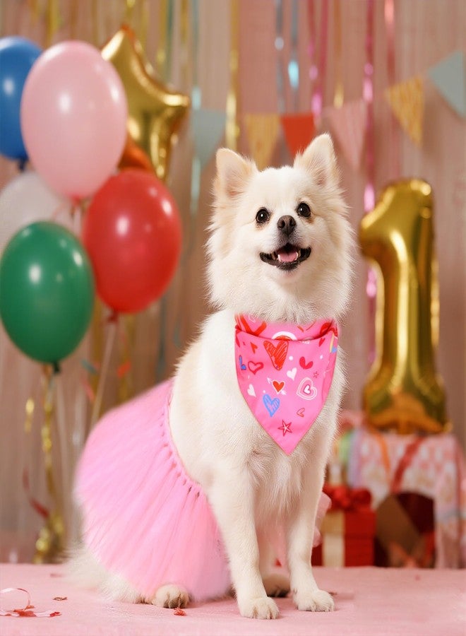 Fengek 2-Piece Valentine Dog Pink Tutu with Scarf Set- Perfect Dog Skirt & Bandanas for Special Occasions - Image 5